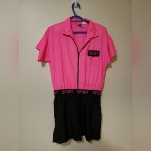 Vintage Jonathan G Bright Pink Barbie Rompers Size Medium